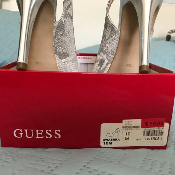 Guess Gwaerra Peep Toe Slingback Heels Size 10M - Picture 13 of 15
